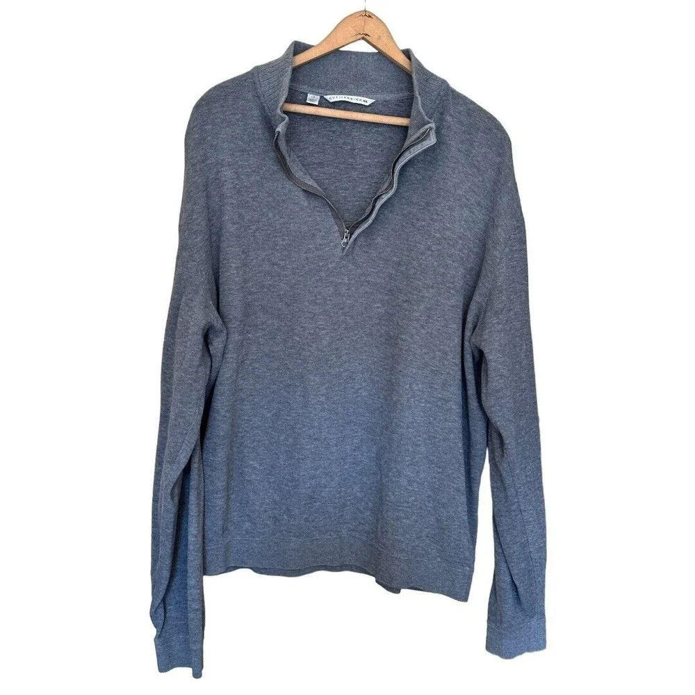 Cutter & Buck Sweater Men’s Size Large Gray 1/4 Zip Pullover 100% Cotton - Picture 2 of 11